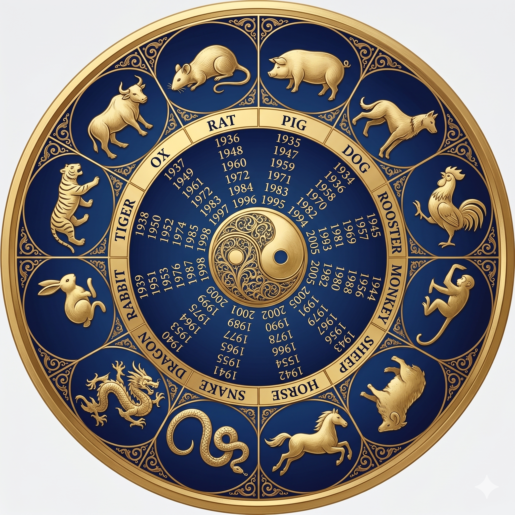 Chinese zodiac wheel — Ba Zi birth chart reference